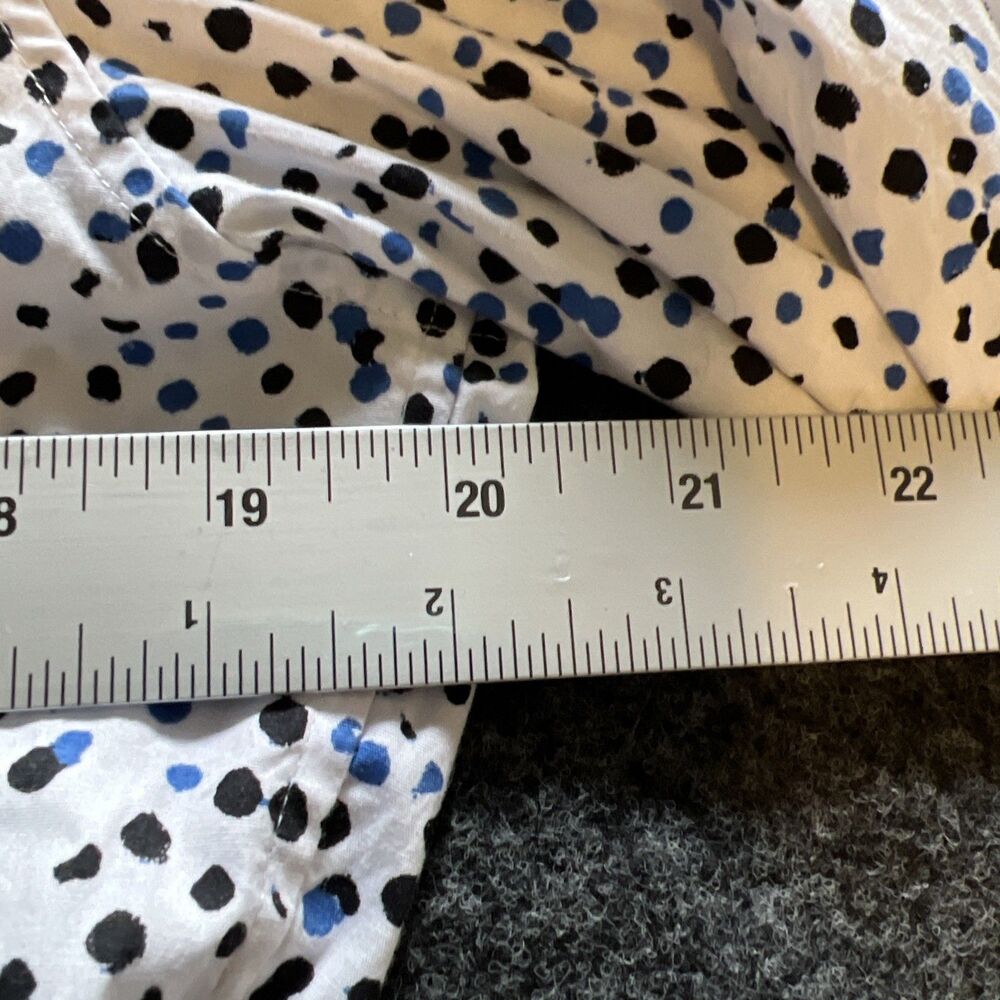 Michael Kors Men M Button Up Blue Black Polka Dots Trim Stretch Long Sleeve - Picture 4 of 11